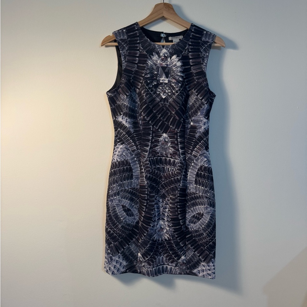 H&M Black and Gray Patterned Mini Dress